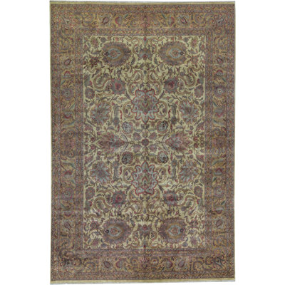 Tapis doré et doré de haute qualité noué à la main