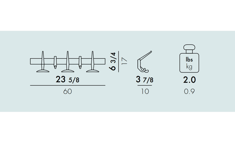 Wall Mounted Coat Rack, Matte Black, Small