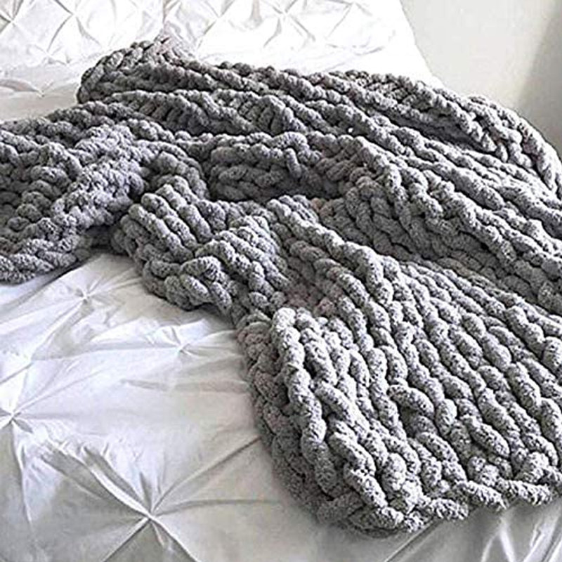 Knitted Throw Blanket, Gray, 47 x 59