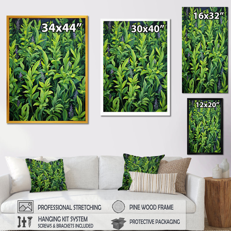 Herbes Tarragon Tales 2 - Art mural herbes florales, Cadre flottant brun, H 32 po x l 24 po