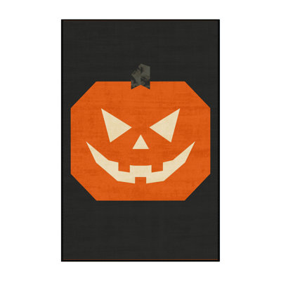 Machine Washable Pryer Halloween Modern & Contemporary Abstract Rug in Brown – Black Binding