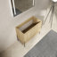 36" Bath Vanity Cabinet - Engineered Wood 2 Soft-Close Doors Modern Oak Ample Storage Facility Freestanding For Bathroom Feature