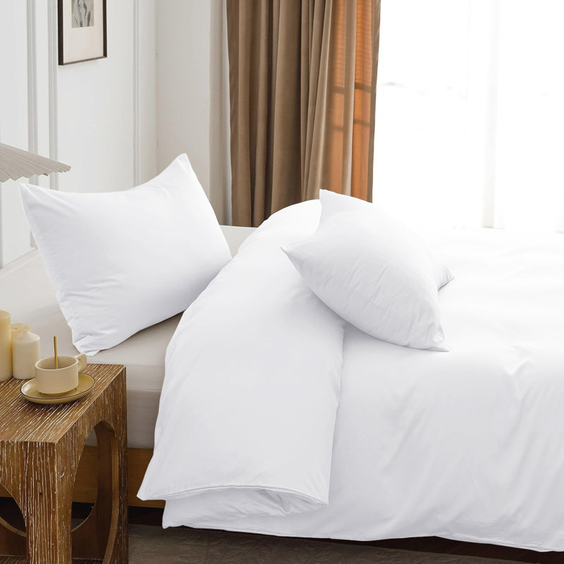 Nitzy Super Soft Reversible Plain Duvet Cover with Pillowcases, UK Single - DE 137 x 200 cm, White