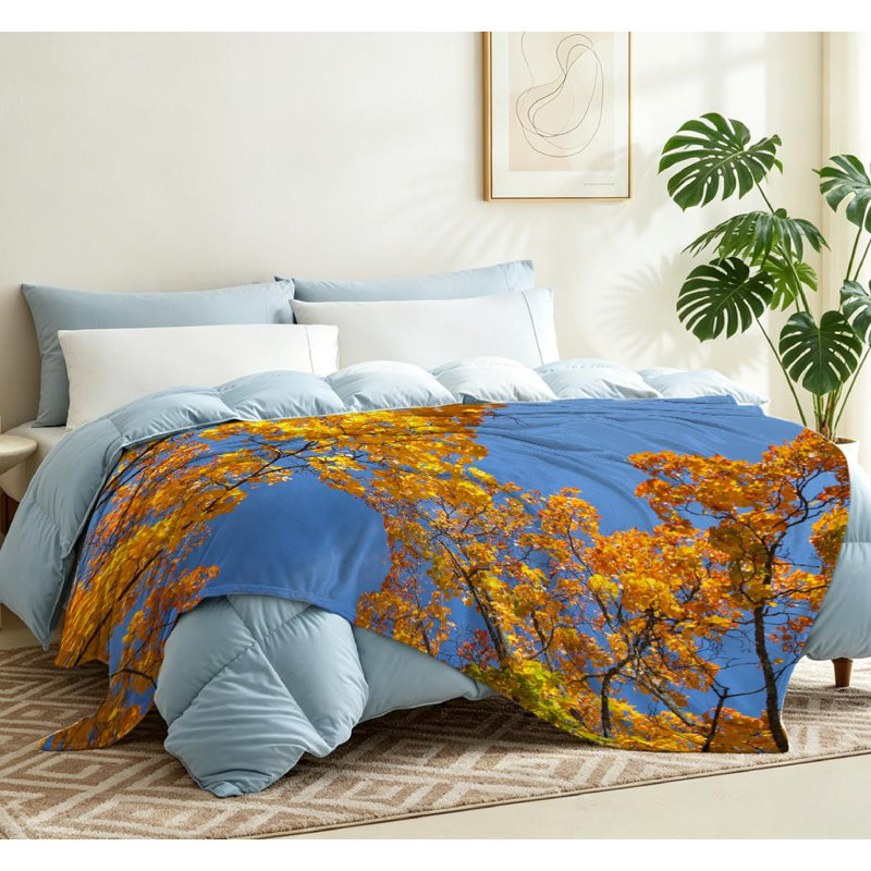 Jeté en molleton orange ultra doux, imprimé d'un côté doré, Throw 50" x 60"