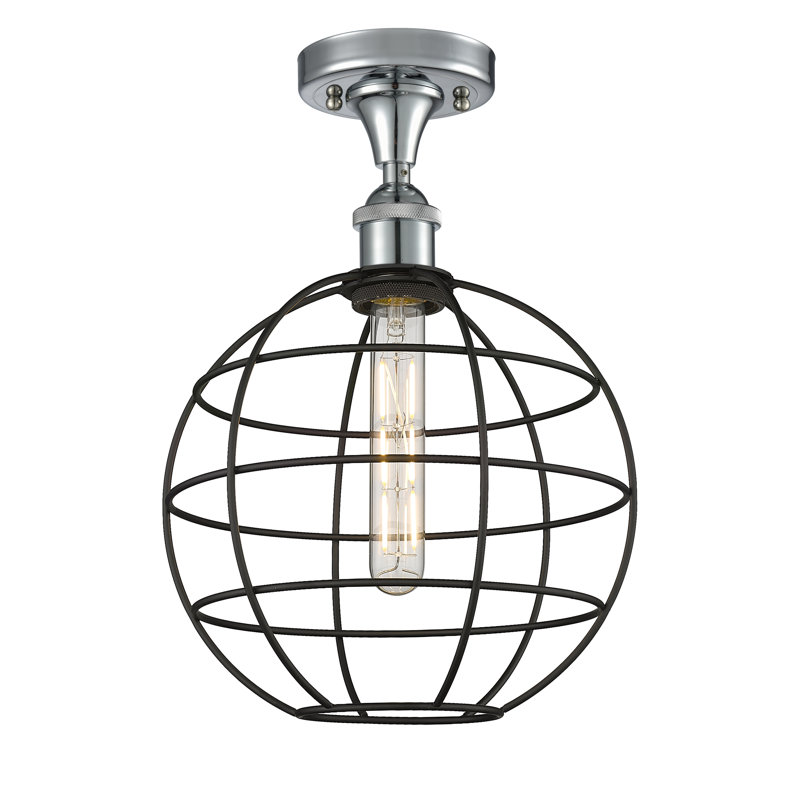 Ariyauna Semi Flush Mount, 14" H x 10" W x 10" D, Polished Chrome