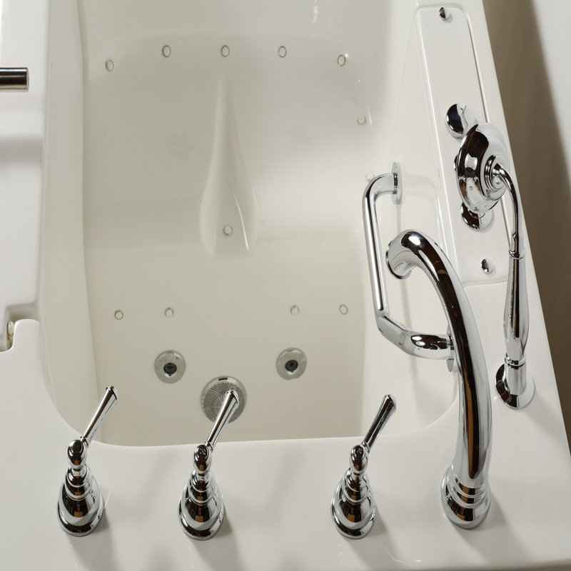 52'' x 30'' Whirlpool Fiberglass Bathtub with Faucet, Right, White