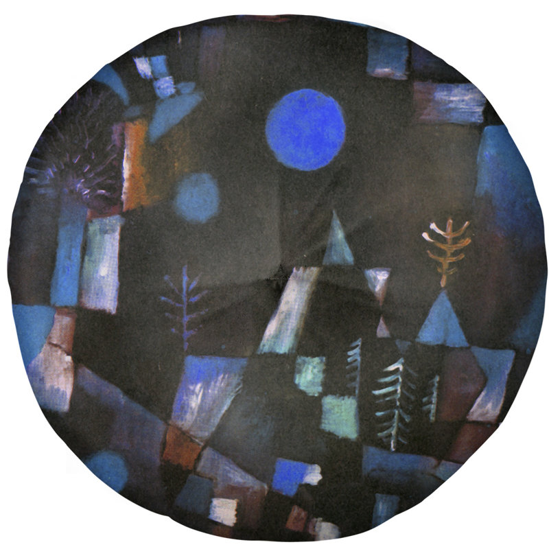 Coussin de plancher plein lune klee paul, 31,5 po x 63 po, Bleu