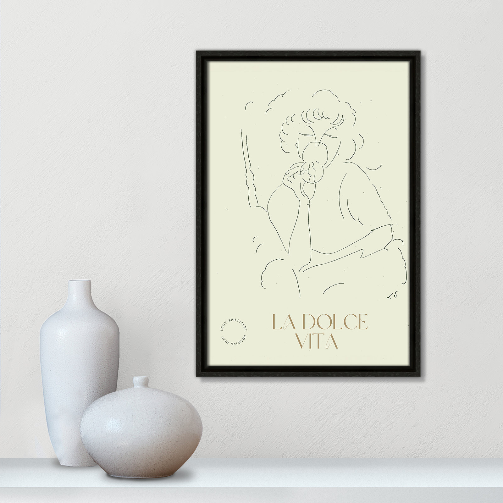 Dottie "La Dolce Vita" Print, 19.5" H x 13.5" W, Espresso
