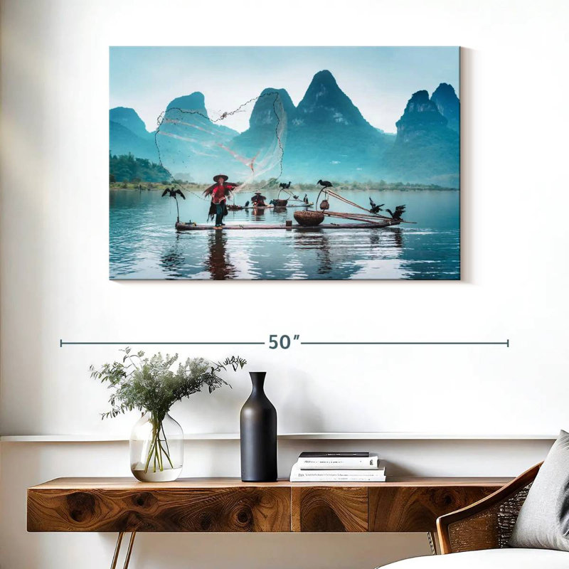 Senne, pêche traditionnelle chinoise, H 26 po x l 39 po