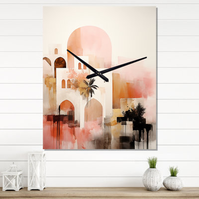 Charming Oriental City Boho In Retro Pastel II - Modern Geometric Wall Clock
