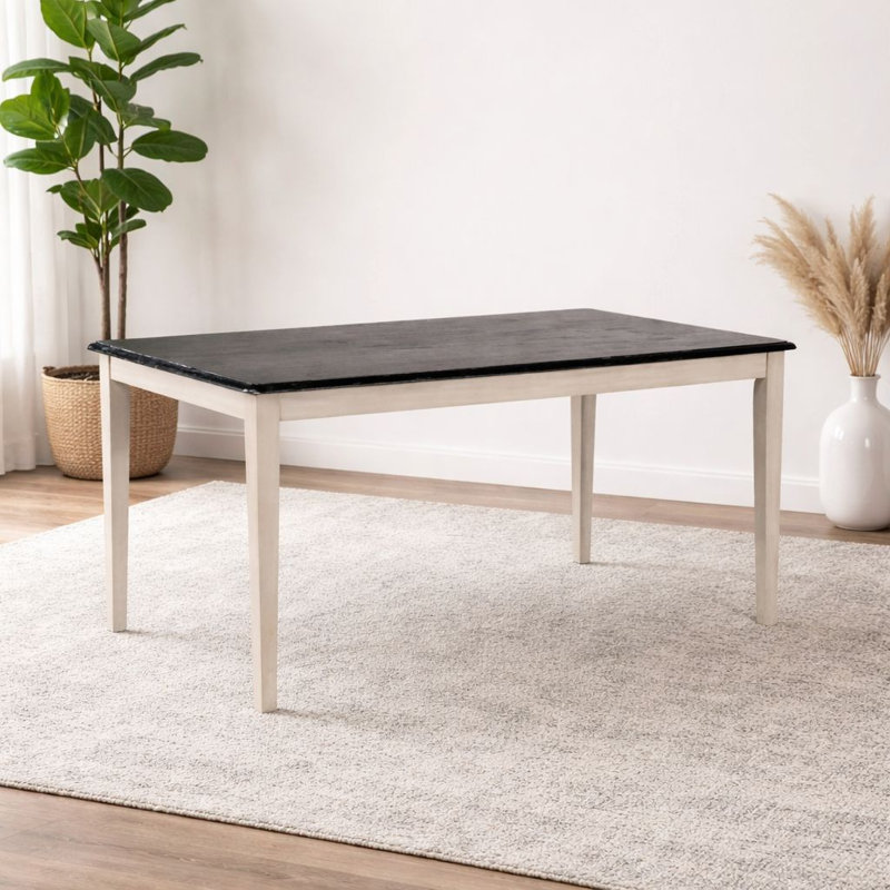 Weldy Hardwood Solid Wood Dining Table, European Black Ash/Antique White