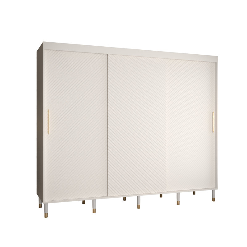 Kynzleigh Manufactured Wood Wardrobe, White, 208cm H x 250cm W x 62cm D