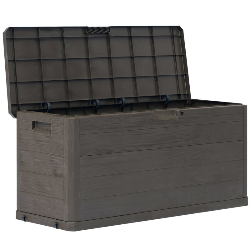 East Urban Home 23.8 Gallon Water Resistant Poly Rattan Lockable Deck Box, 74 gal., Brown