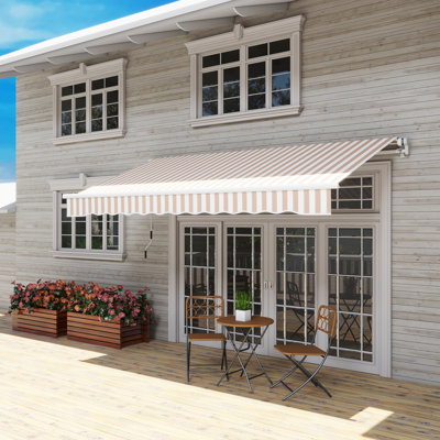 Retractable Awning Manual Sun Shade Shelter, Beige