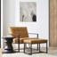 Fauteuil et repose-pieds en cuir Buren-101040977