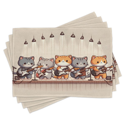 Polyester Grey Orange And Pale Tan Rectangle Placemat