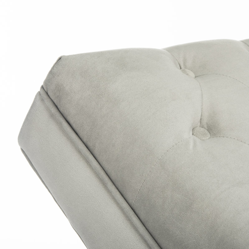 Chaise longue sans accoudoirs capitonnée Mabella, Velours gris, Chrome