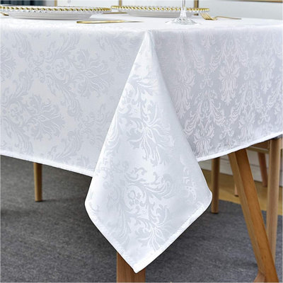 Rectangular 152x305CM Damask Tablecloth, Spill-Proof, Wrinkle-Resistant, Waterproof Soft Polyester for Kitchen & Parties