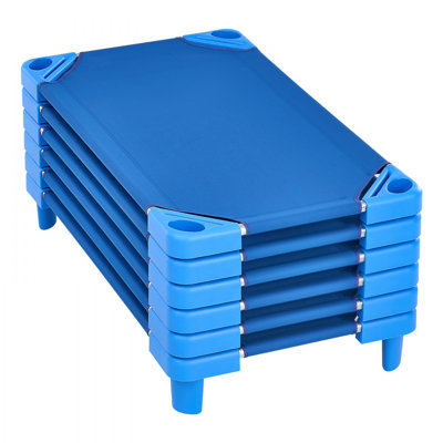 Stackable Kiddie Cot, Portable Toddler Nap Cots, Standard Size 52" L x 23" W Daycare Cots for Kids, Preschool Classroom Daycare Beds for Sleeping, Resting, Naptime, Blue