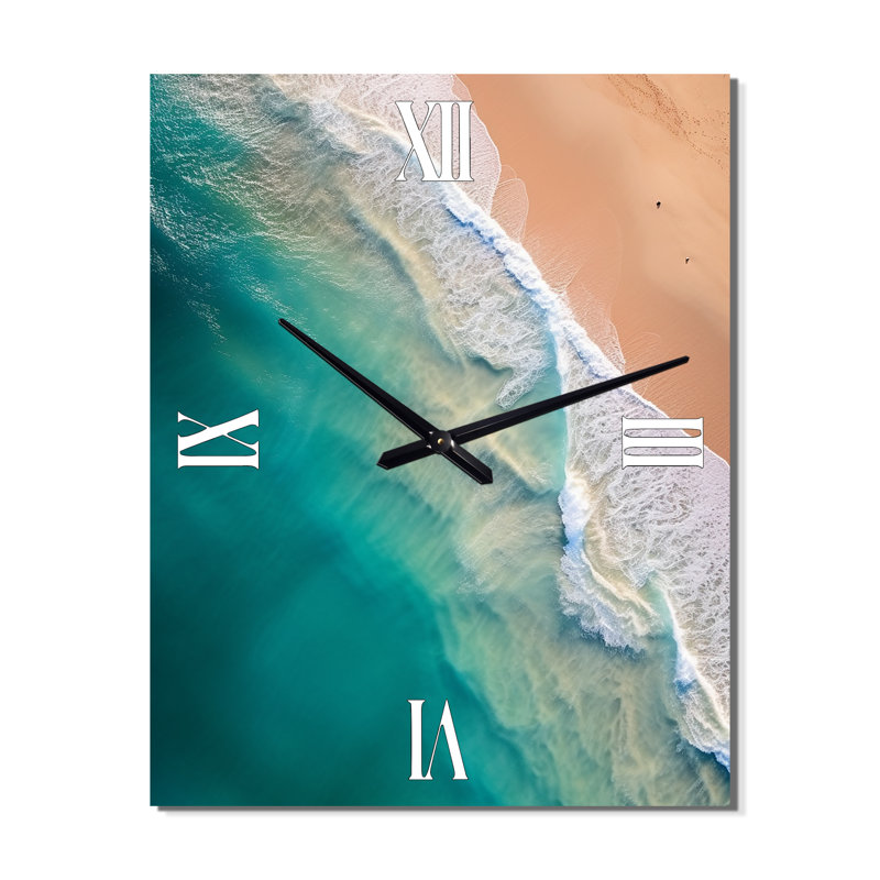 Horloge murale moderne à vagues turquoise, Petit