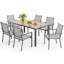 Ensemble de 12 meubles de patio extérieur: Comprend un ensemble de salle à manger 6 places et un canapé modulaire d'angle avec repose-pieds et table basse