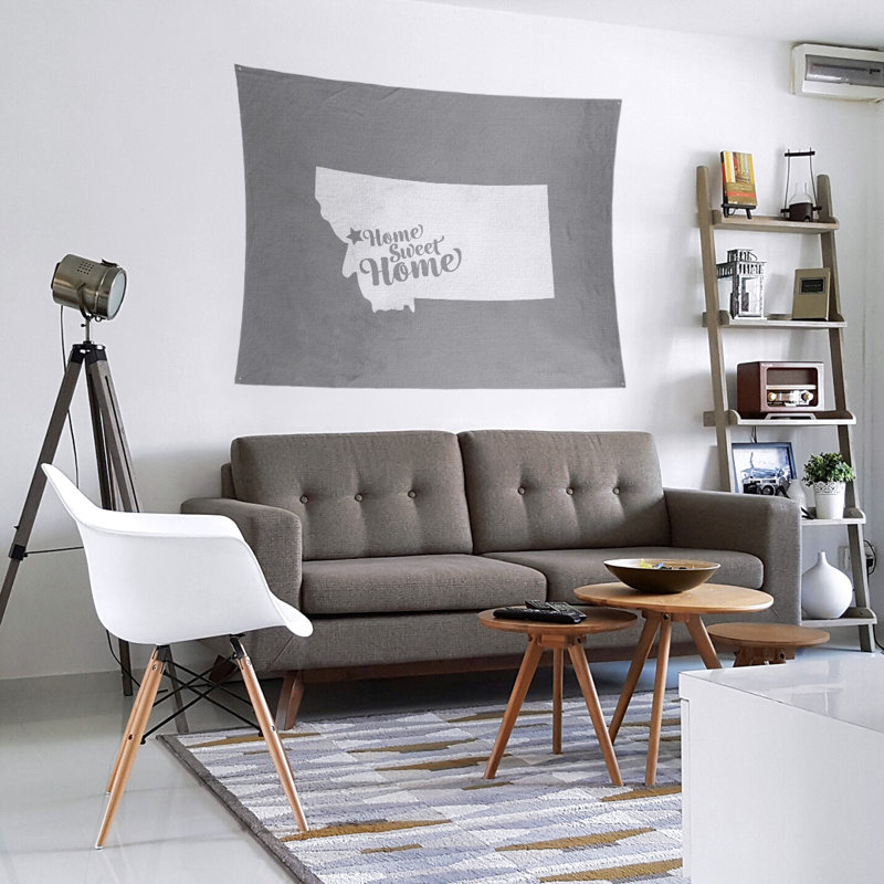 Tapisserie Home Sweet Missoula, H 68 po x l 80 po, Gris