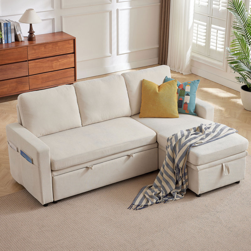 78.94" Upholstered Sleeper Sofa, Beige