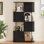 Bibliothèque 71 "H 71", 4 niveaux en forme de S avec armoire de rangement pour salon, bureau à domicile