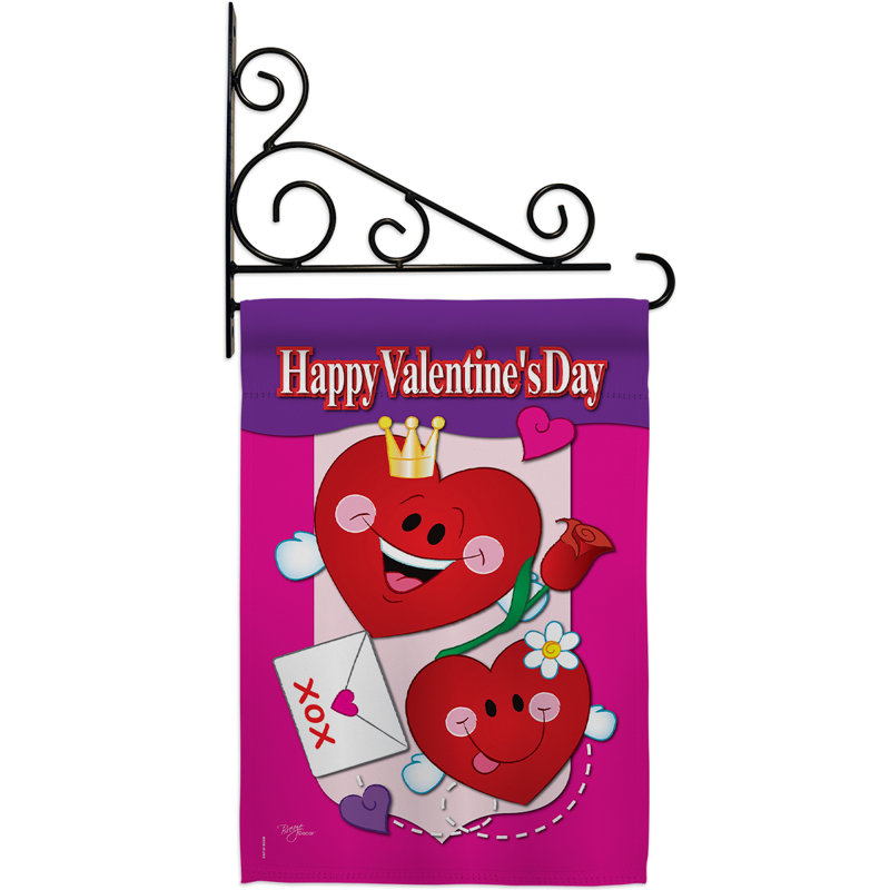 Happy Valentine-Saint-Valentin 2 faces polyester 19 x 13 po Ensemble de drapeaux