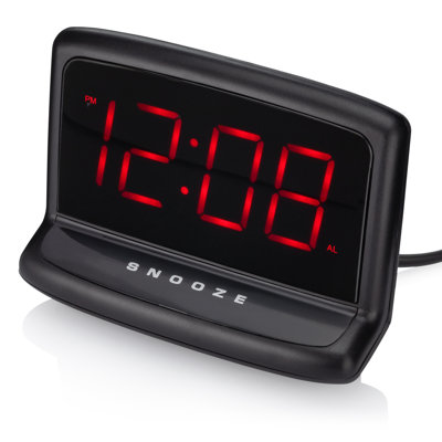 Modern & Contemporary Electric Tabletop Clock in Black with Alarm