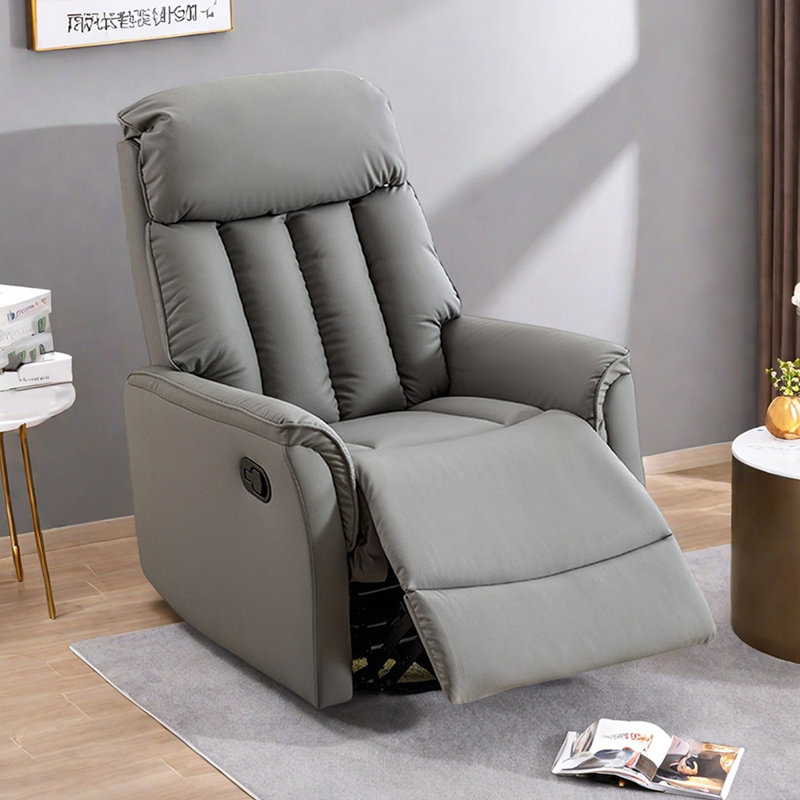 Modern Ergonomic Single Multi-Functional Recliner, Gray, Faux Leather