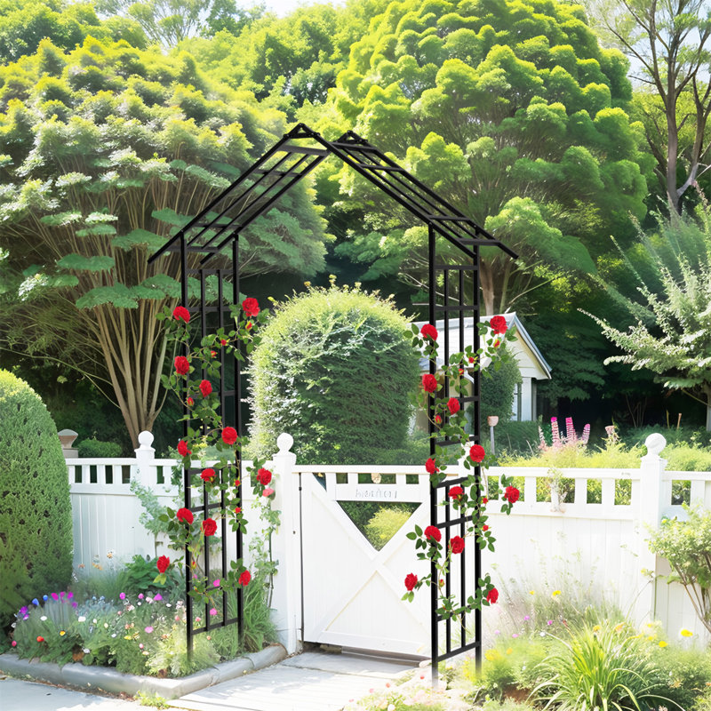 Arche de jardin en métal à largeur réglable (42,52'' à 78,15'') - Support pour plantes grimpantes et rosiers - Extérieur