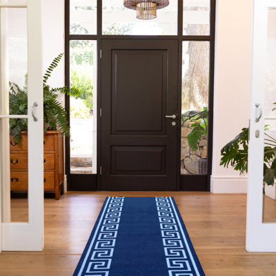 Tapis de couloir à motif géométrique bleu