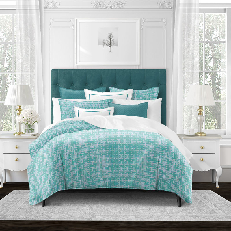 Ensemble d'édredon en microfibre 3 pièces Mathias, Édredon grand + 2 taies décoratives grand + 2 co, Turquoise