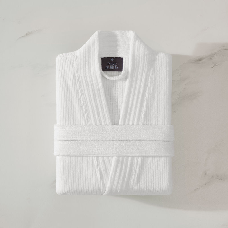 Egyptian Cotton Ribbed Bathrobe, M/L