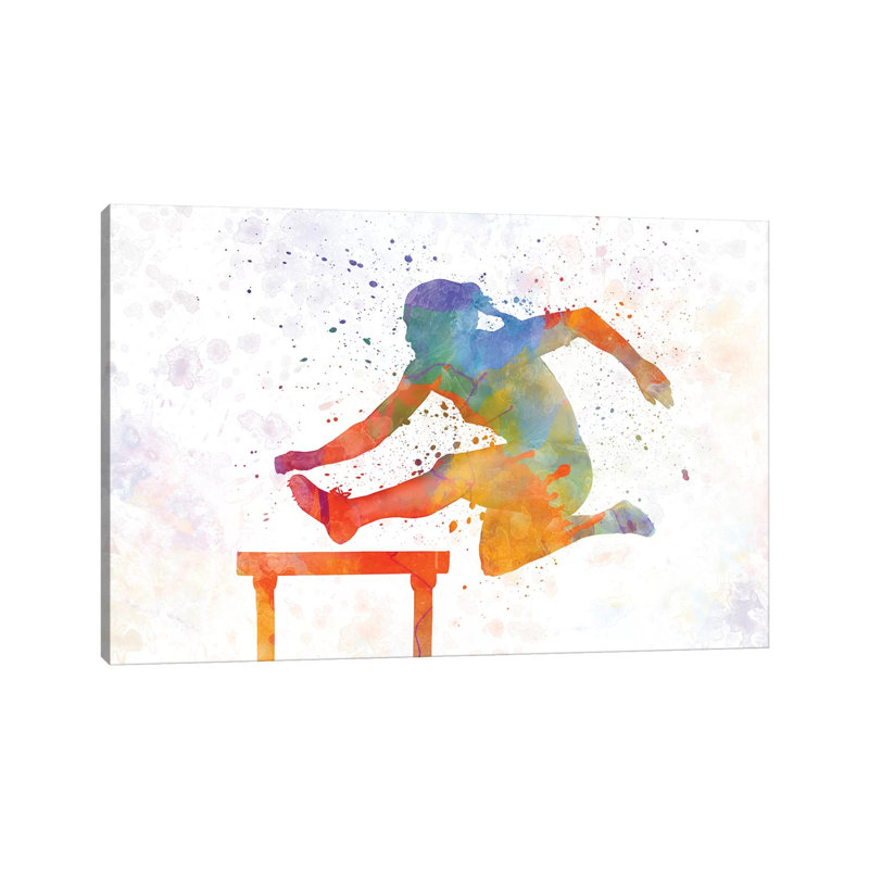 Track Hurdles Female Silhouette 1 Piece Wrapped Canvas Painting, 66.04 cm H x 45.72 cm W