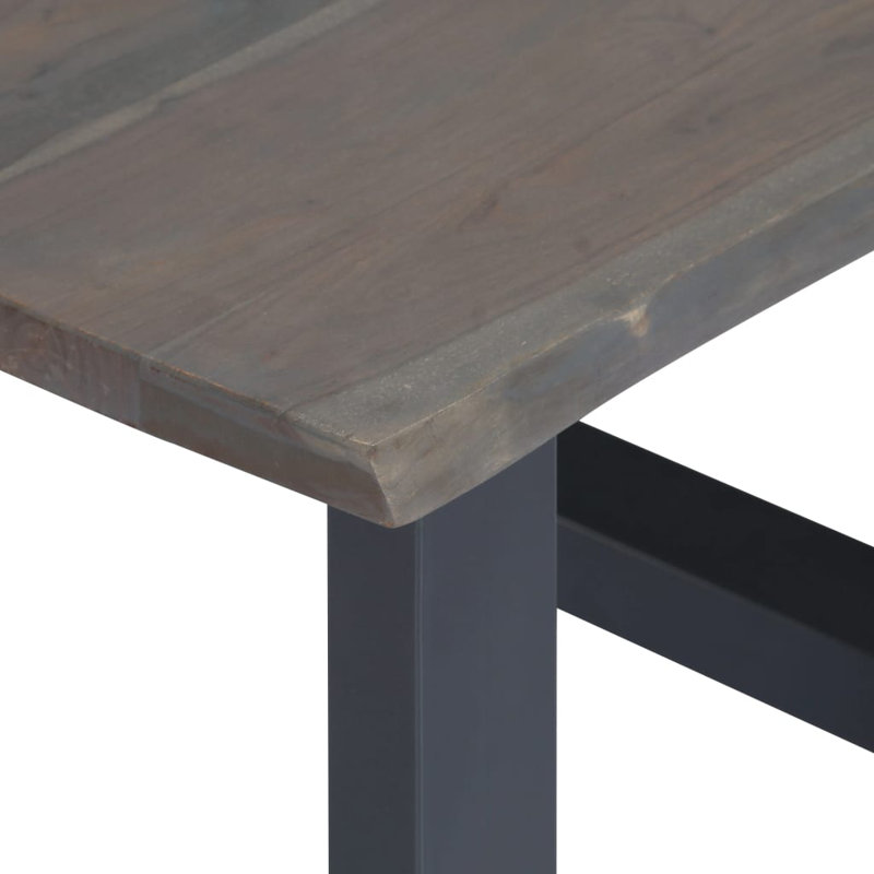 vidaXL Coffee Table with Live Edges Home Living Room Square Solid Wood Acacia, 15.7" H x 23.6" L x 23.6" W, Gray/Black