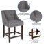 Tabouret de bar transitionnel en noyer capitonné avec garniture cloutée-746023957-750917132