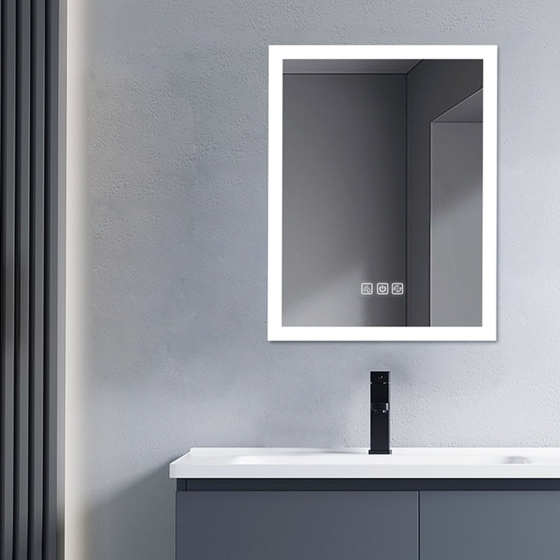 Miroir de salle de bain à DEL 36 "x 28", fonction 5 minutes, 3 couleurs réglables, miroir mural pleine réflexion avec minutes, réglable