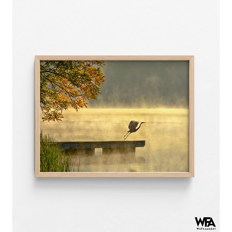 «Morning Flight» par Erichang, impression de paysage naturel, décoration de salle d'attente apaisante, décoration murale chalet vue sur le lac, idée de cadeau pour les amoureux de la nature
