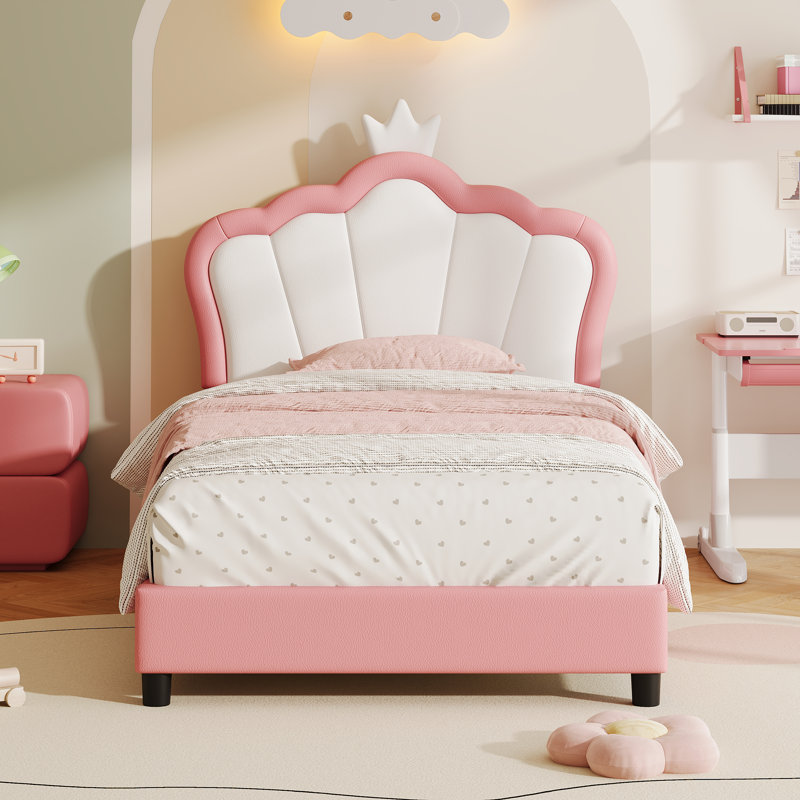 PU Upholstered Bed with Adjustable Headboard, 3ft