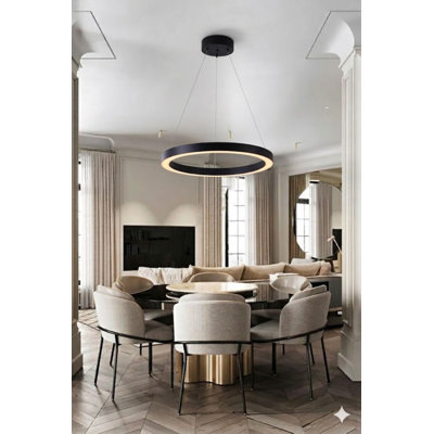 Lustre halo 1 lumière DEL noir mat
