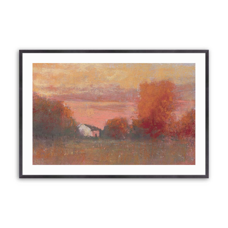 «Tangerine Skies», impression encadrée sur papier par Carol Strock Wasson, Zinc patiné, H 25,25 po x l 37,25 po x P 1,25 po