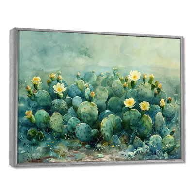 Vert, jaune, désert, jardin, de, cactus II, floral, cactus, art mural, salon