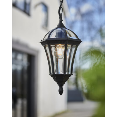 Drayton IP44 black lantern pendant