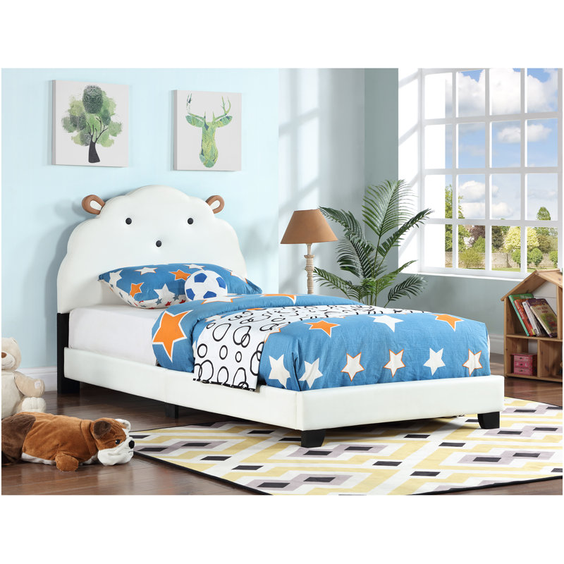 Cute Bed Frame With Bear Design Headboard