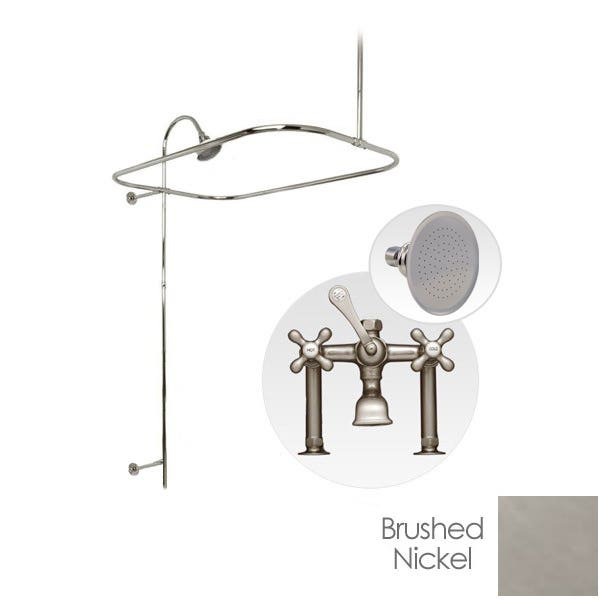 Garniture de robinet de baignoire à deux poignées à fixation sur le comptoir, Nickel brossé