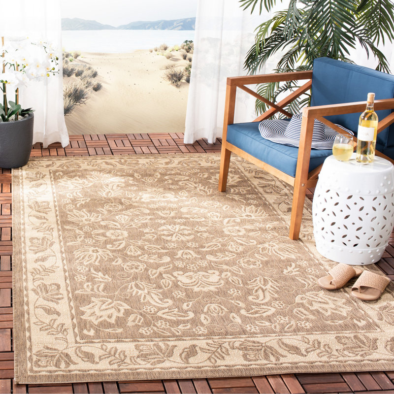 Tapis d'intérieur / extérieur crème Arneshia, Rectangle 5 pi 3 po x 7 pi 7 po