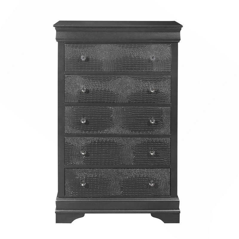 Commode gris métallique en crocodile Shaker, Gris
