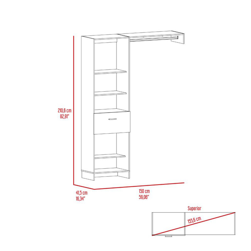 150 Closet System British, Bedroom, White